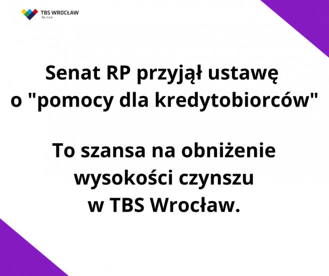 Ustawa o pomocy kredytobiorcom korzystna dla TBS Wrocław przyjęta przez Senat RP