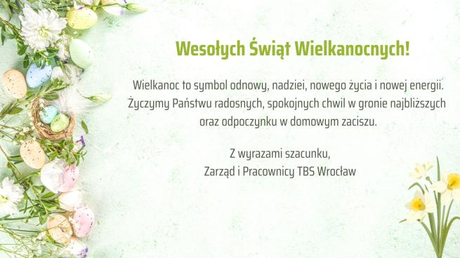 Radosnych Świąt Wielkanocnych od TBS Wrocław!