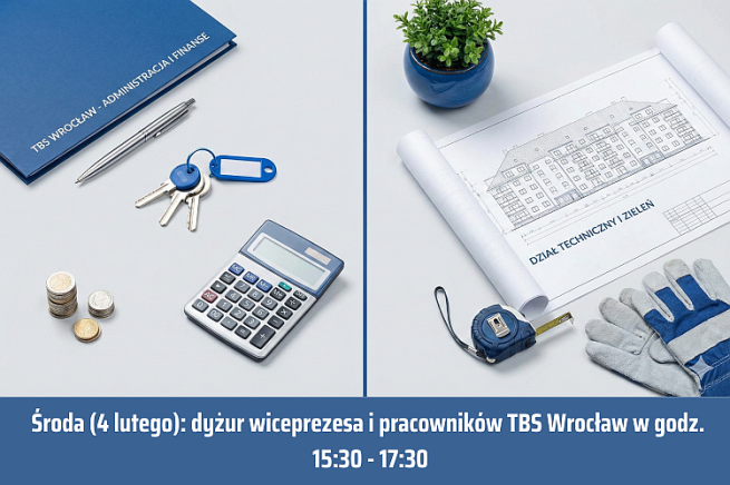 Środa (4 lutego): dyżur wiceprezesa i pracowników TBS Wrocław dla naszych mieszkańców
